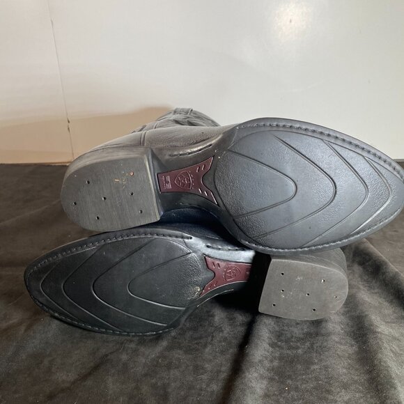 Men's 10.5 EE Vintage Ariat Black Leather Boots, Western Cowboy Boot, - Picture 10 of 15